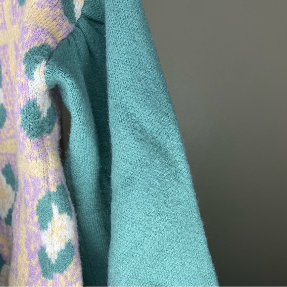 Karlie Purple Green Cream Mixed-Pattern Knit Cardigan - Picture 4 of 10